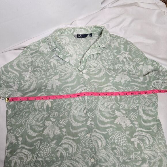 ISLE green and white tropical short sleeve button up beach shirt L - Picture 7 of 9